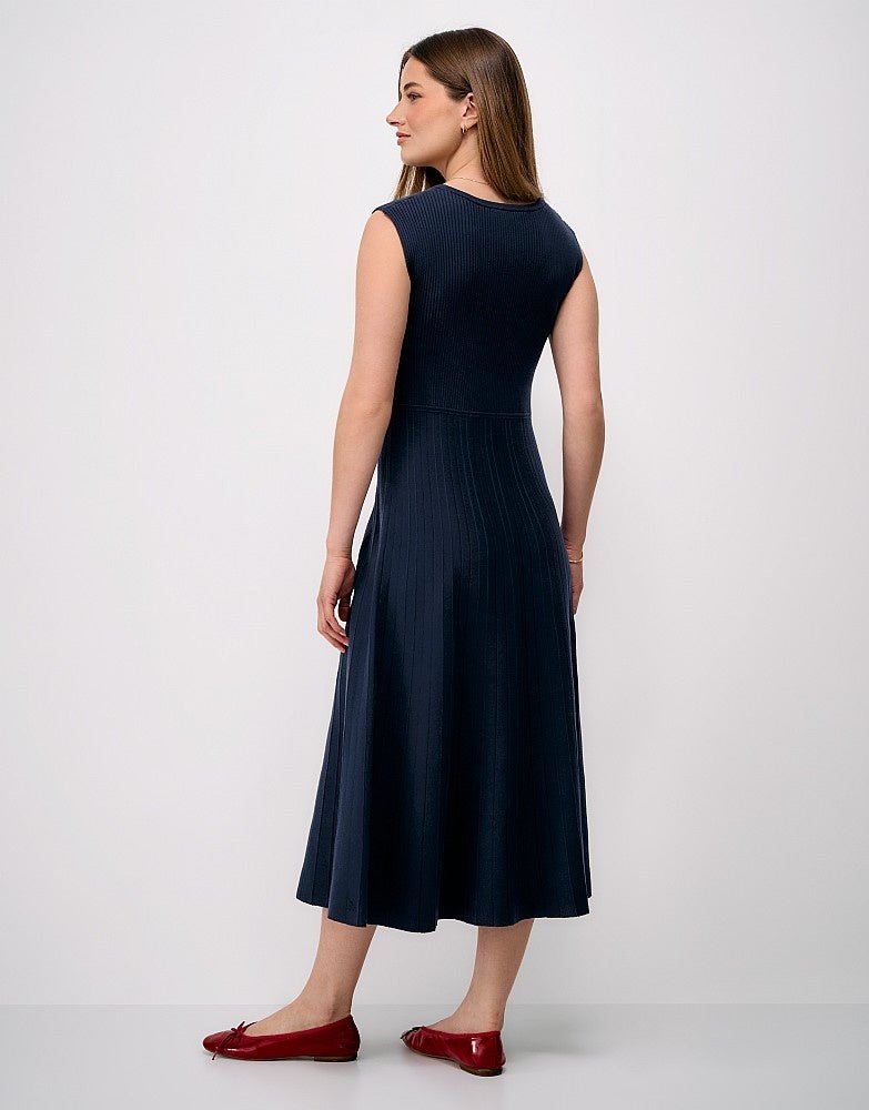 Young Ideas & Henmores -Lou Fluted Rib Knitted Dress -Navy -8