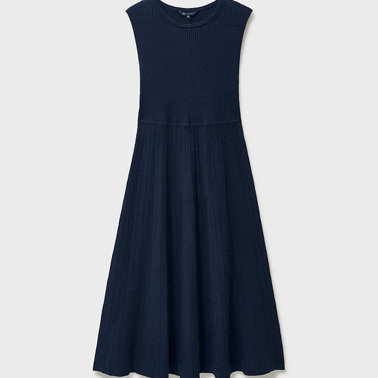 Young Ideas & Henmores -Lou Fluted Rib Knitted Dress -Navy -8
