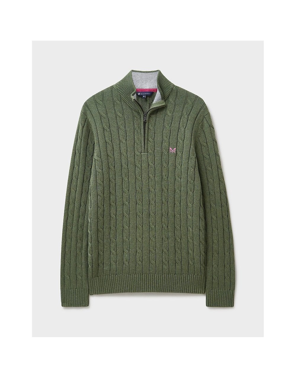 Young Ideas/Henmores - Oarsman Cable 1/2 Zip - Thyme Marl - M