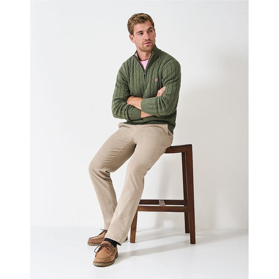 Young Ideas/Henmores - Oarsman Cable 1/2 Zip - Thyme Marl - M