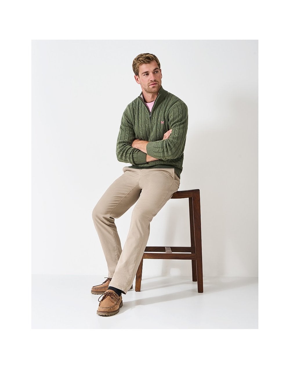 Young Ideas/Henmores - Oarsman Cable 1/2 Zip - Thyme Marl - M