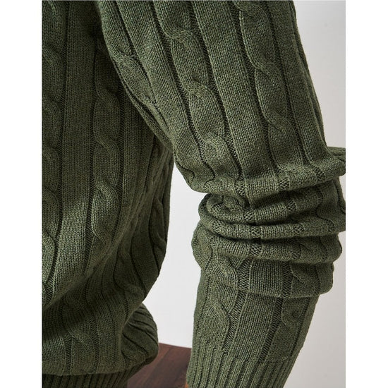 Young Ideas/Henmores - Oarsman Cable 1/2 Zip - Thyme Marl - M