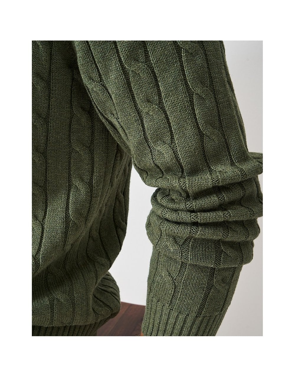 Young Ideas/Henmores - Oarsman Cable 1/2 Zip - Thyme Marl - M