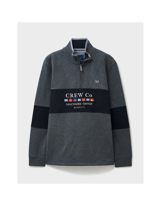 Young Ideas/Henmores - Waterside Graphic Cut And Sew Half Zip - Chart Marl - S