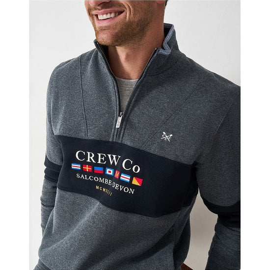 Young Ideas/Henmores - Waterside Graphic Cut And Sew Half Zip - Chart Marl - S