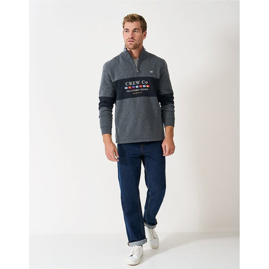 Young Ideas/Henmores - Waterside Graphic Cut And Sew Half Zip - Chart Marl - S