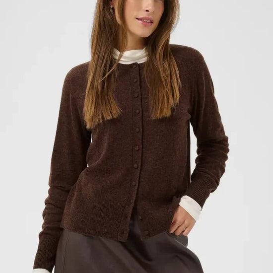 Young Ideas & Henmores -Bethina Arrow Cardigan -Coffee Bean Melange -XS