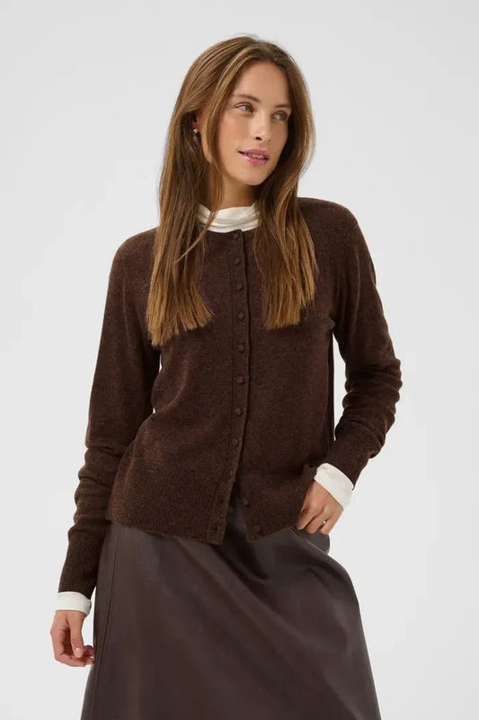 Young Ideas & Henmores -Bethina Arrow Cardigan -Coffee Bean Melange -XS