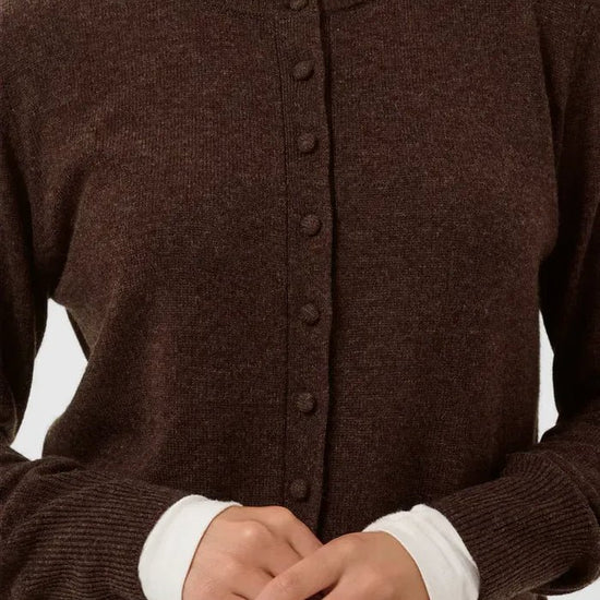 Young Ideas & Henmores -Bethina Arrow Cardigan -Coffee Bean Melange -XS