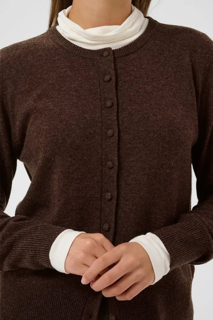 Young Ideas & Henmores -Bethina Arrow Cardigan -Coffee Bean Melange -XS