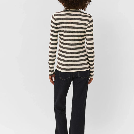 Young Ideas & Henmores -Cat Alexandra Long Sleeve T-Shirt -Brown/Whitecap -XS