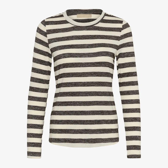 Young Ideas & Henmores -Cat Alexandra Long Sleeve T-Shirt -Brown/Whitecap -XS