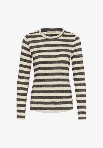 Young Ideas & Henmores -Cat Alexandra Long Sleeve T-Shirt -Brown/Whitecap -XS
