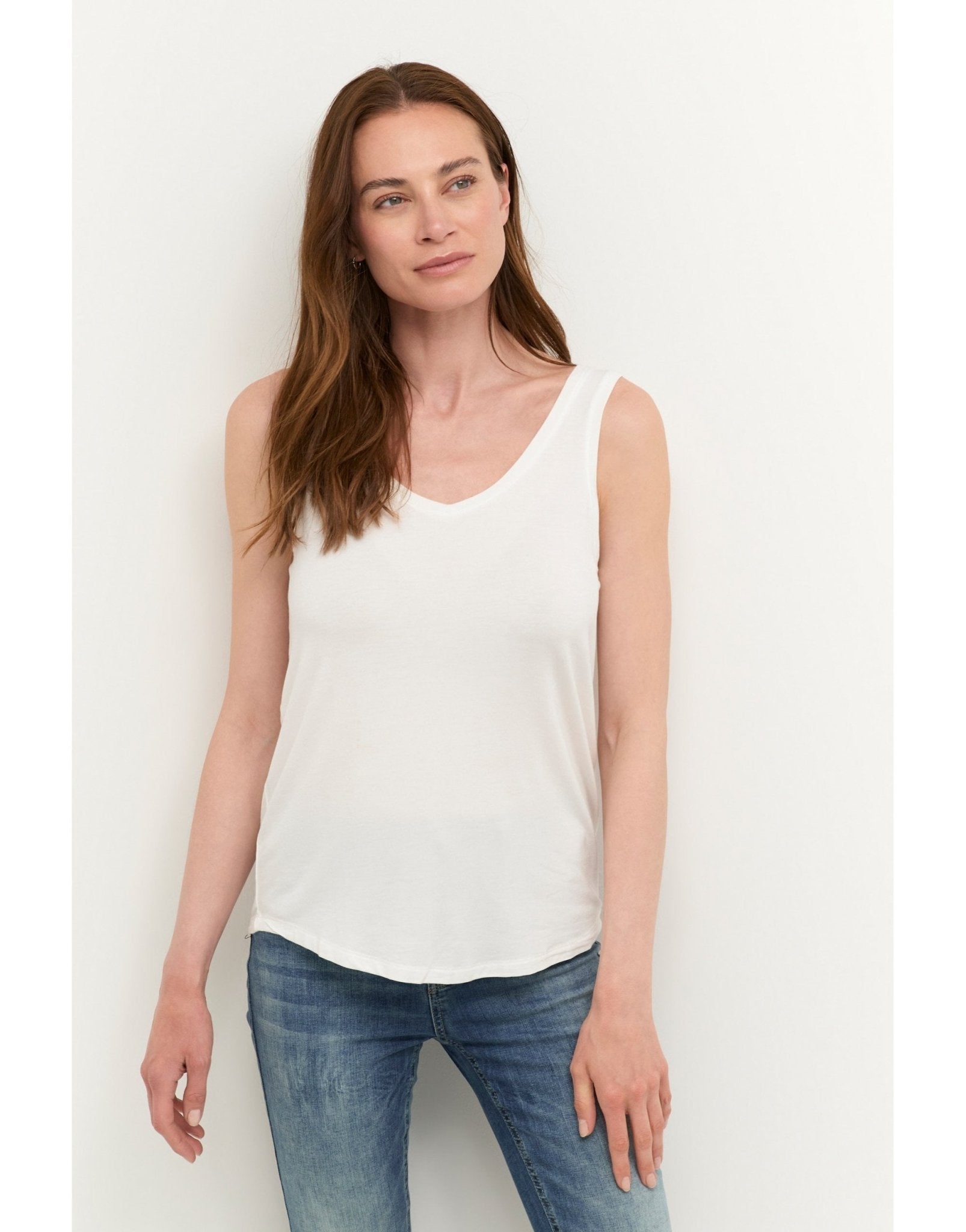 Young Ideas/Henmores - Poppy V - Neck Tank Top - Demitasse - XS