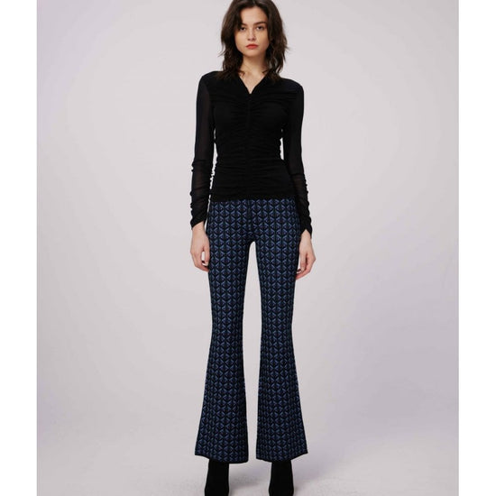 Young Ideas/Henmores - Ashdon Geometric Flare Pull On Trousers - SGPBS Blue - S