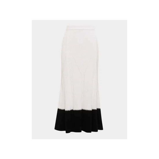 Young Ideas/Henmores - Benedetta Ribbed Midi Skirt - Black / Ivory - S