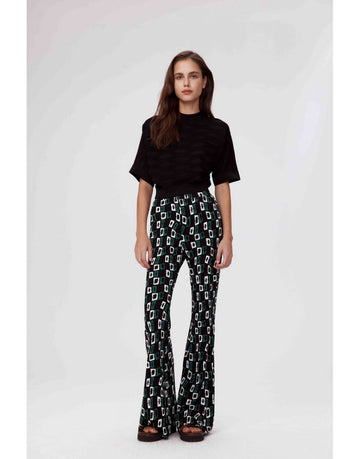 Young Ideas/Henmores - Brooklyn Chain Slim Flare Trousers - Black Multi - S