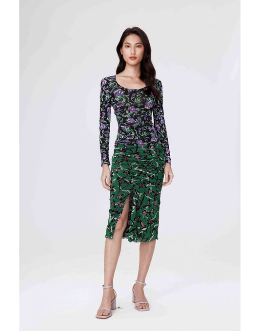 Young Ideas/Henmores - Willow Reversible Side Split Skirt - Green/Purple - XS