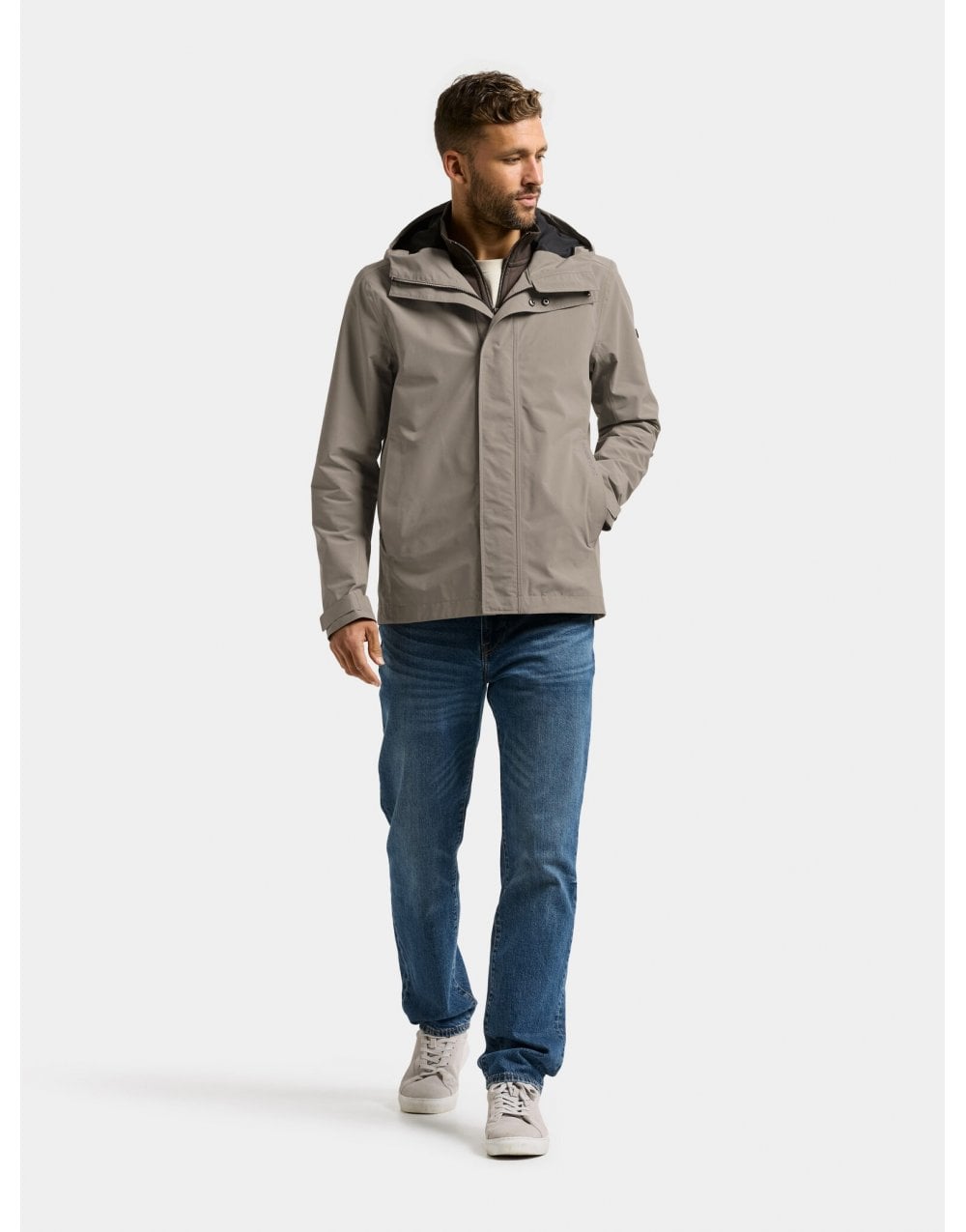 Young Ideas/Henmores - Logan Short Waterproof Jacket With Hood - F04 Ash Brown - M