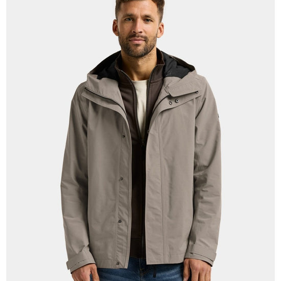Young Ideas/Henmores - Logan Short Waterproof Jacket With Hood - F04 Ash Brown - M
