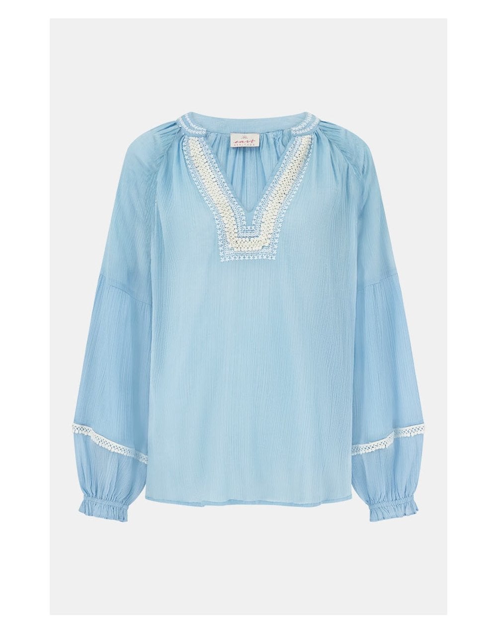 Young Ideas/Henmores - Luna Crochet Detail V Neck Blouse - Blue - 8
