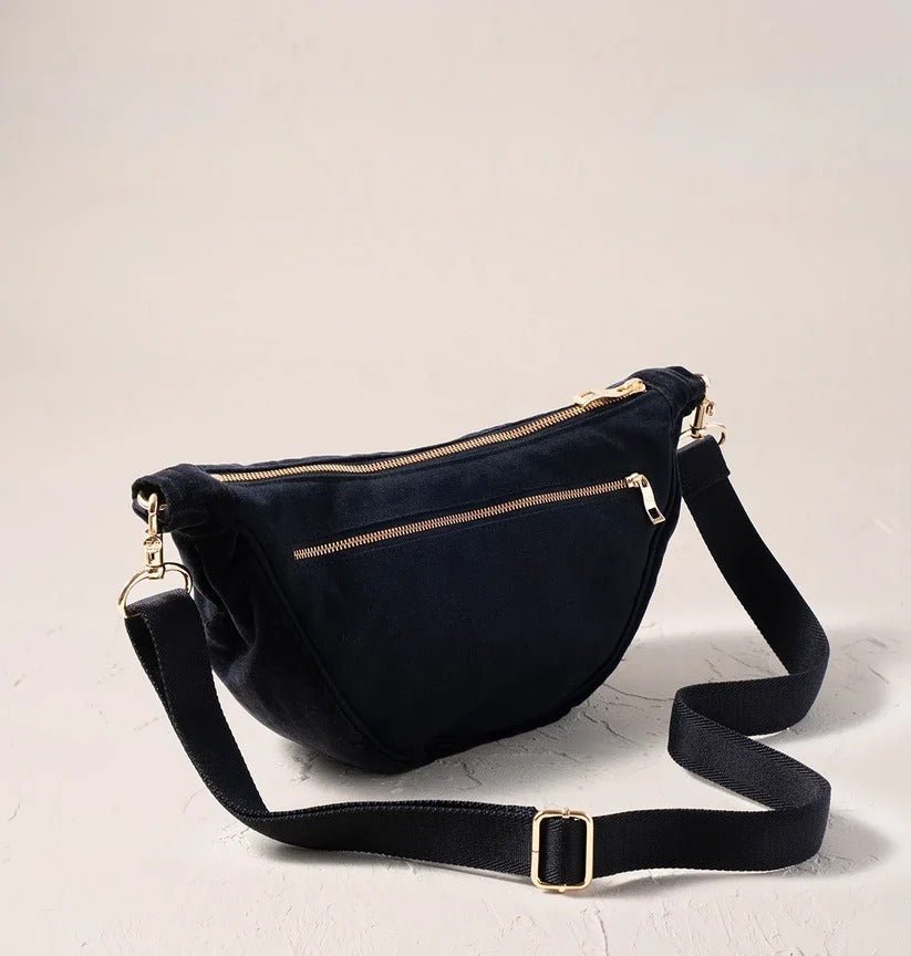 Young Ideas & Henmores -Aurora Lights Charcoal Velvet Crossbody Sling Bag -Charcoal -OS