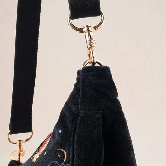 Young Ideas & Henmores -Aurora Lights Charcoal Velvet Crossbody Sling Bag -Charcoal -OS