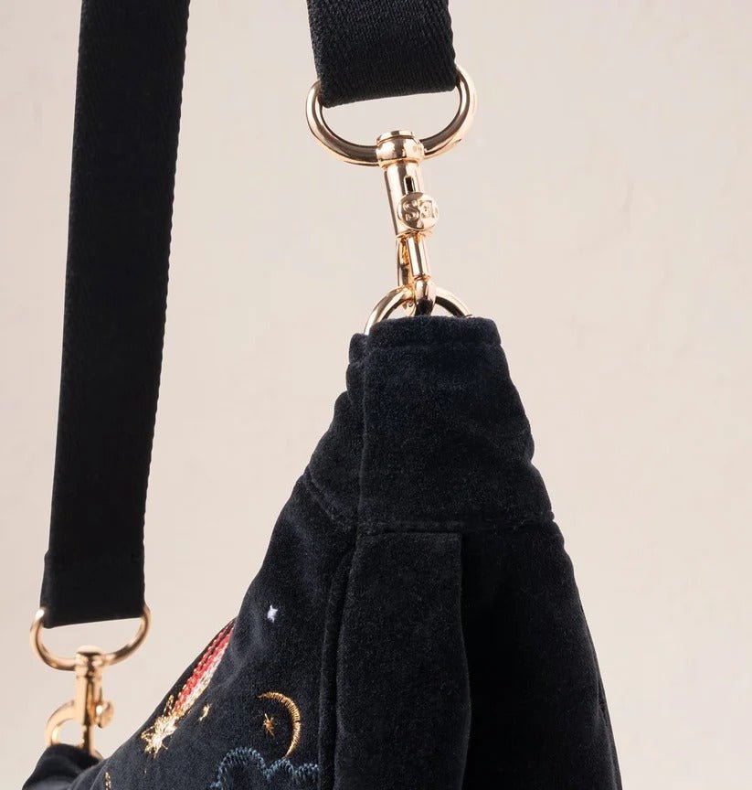 Young Ideas & Henmores -Aurora Lights Charcoal Velvet Crossbody Sling Bag -Charcoal -OS
