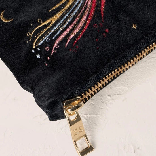 Young Ideas & Henmores -Aurora Lights Charcoal Velvet Mini Pouch -Charcoal -OS