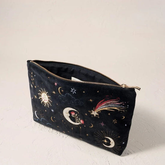 Young Ideas & Henmores -Aurora Lights Charcoal Velvet Mini Pouch -Charcoal -OS