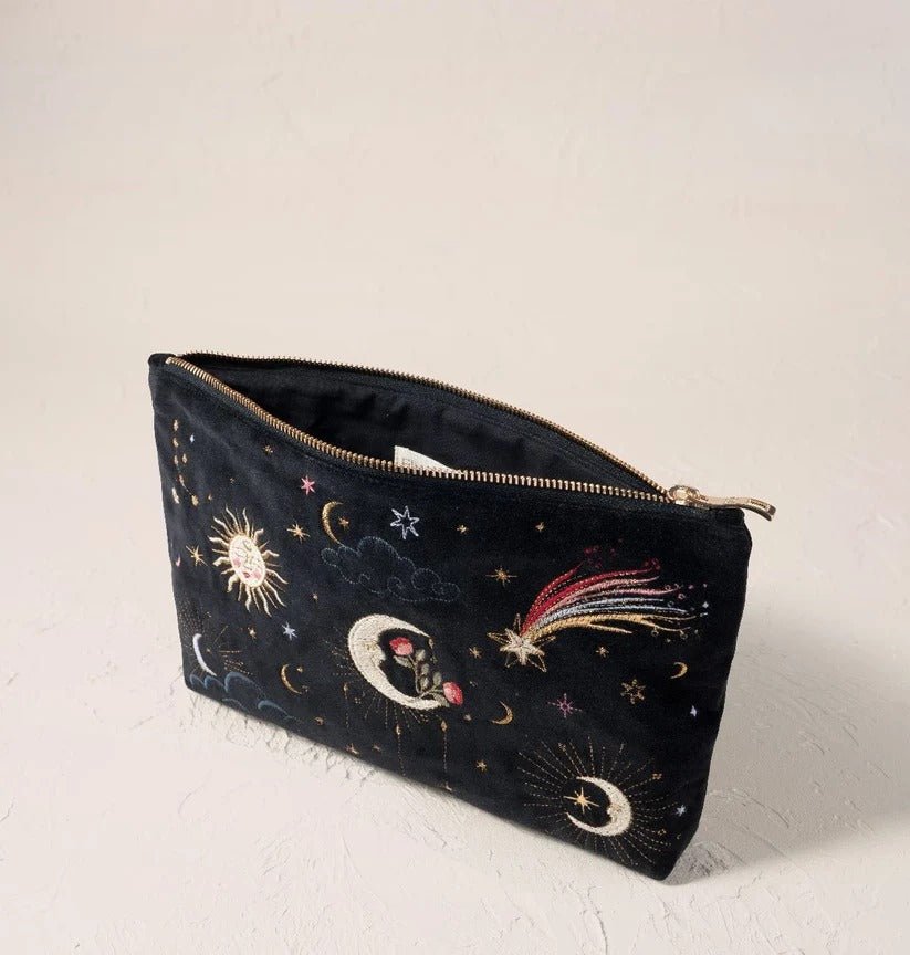 Young Ideas & Henmores -Aurora Lights Charcoal Velvet Mini Pouch -Charcoal -OS