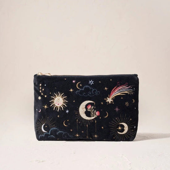 Young Ideas & Henmores -Aurora Lights Charcoal Velvet Mini Pouch -Charcoal -OS