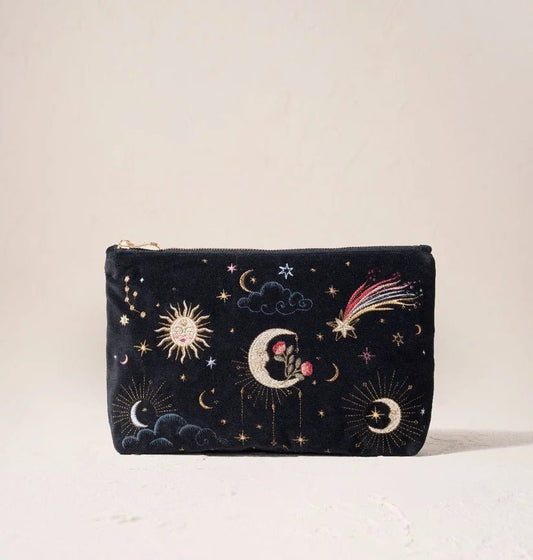 Young Ideas & Henmores -Aurora Lights Charcoal Velvet Mini Pouch -Charcoal -OS