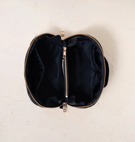 Young Ideas & Henmores -Aurora Lights Charcoal Velvet Open Flat Makeup Bag -Charcoal -OS