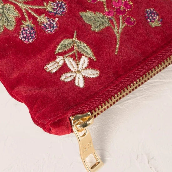 Young Ideas & Henmores -Berries & Rouge Bows Velvet Everyday Pouch -Rouge -OS
