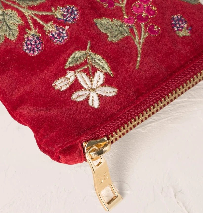 Young Ideas & Henmores -Berries & Rouge Bows Velvet Everyday Pouch -Rouge -OS