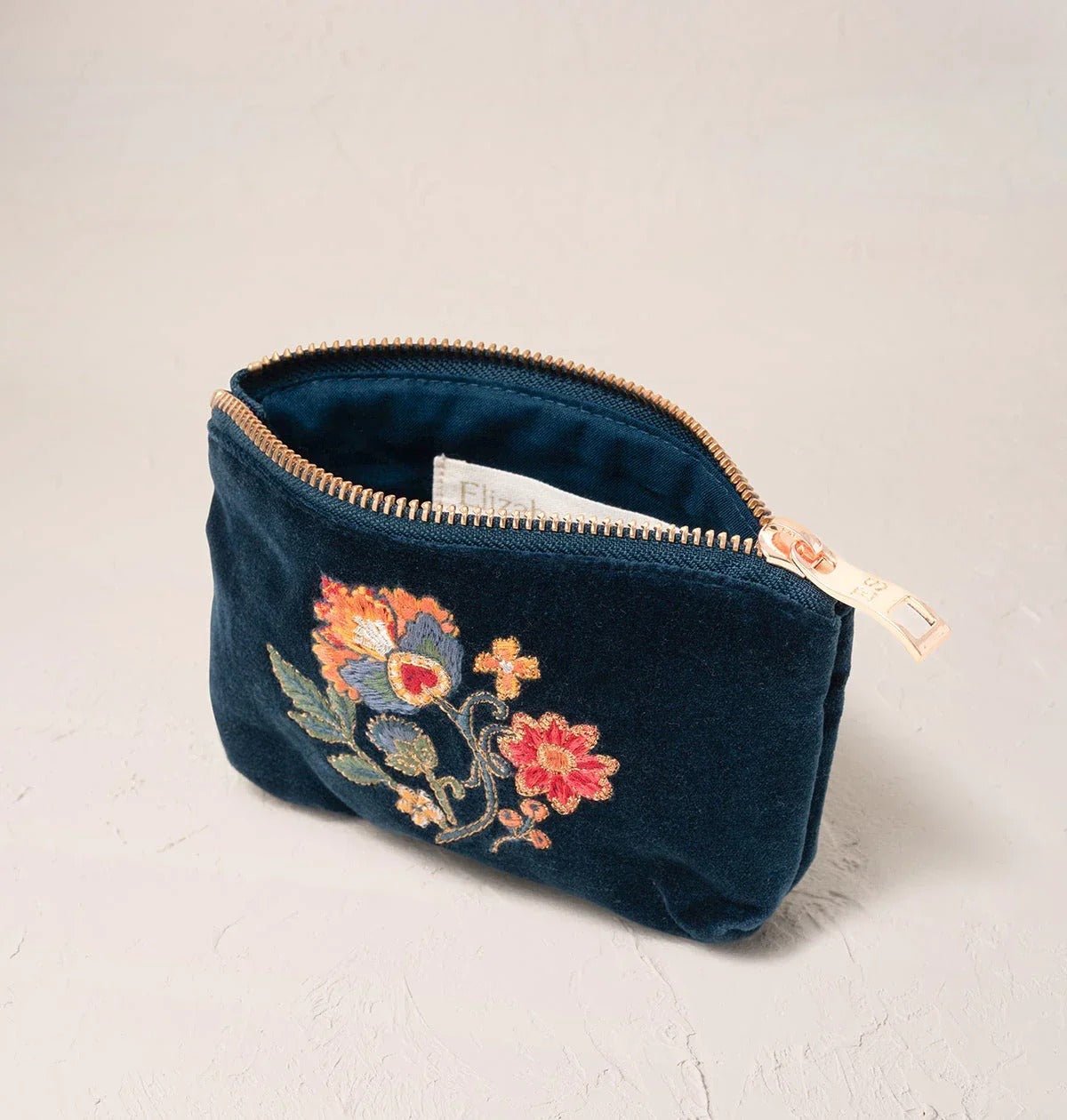 Young Ideas & Henmores -Botanical Garden Ink Blue Velvet Coin Purse -Ink Blue -OS