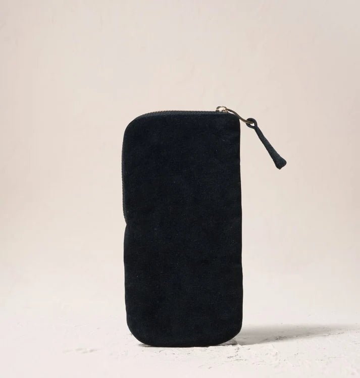 Young Ideas & Henmores -Celestial Leopard Charcoal Velvet Glasses Case -Charcoal -OS