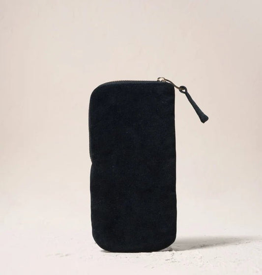 Young Ideas & Henmores -Celestial Leopard Charcoal Velvet Glasses Case -Charcoal -OS