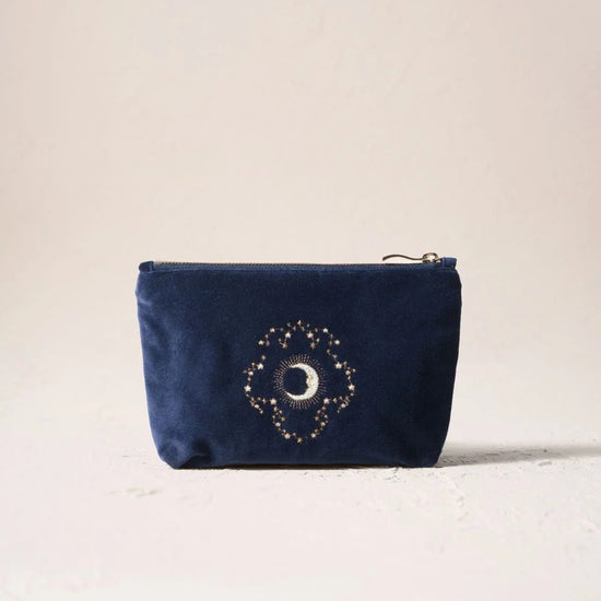 Young Ideas & Henmores -Celestial Sun Navy & Moon Velvet Mini Pouch -Navy -OS