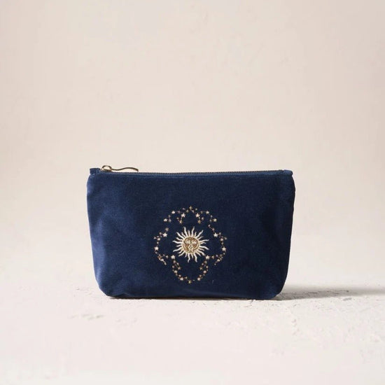 Young Ideas & Henmores -Celestial Sun Navy & Moon Velvet Mini Pouch -Navy -OS