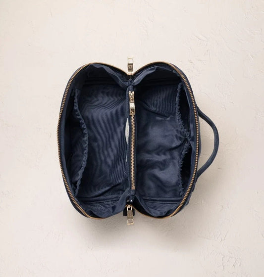 Young Ideas & Henmores -Celestial Sun Navy & Moon Velvet Open Flat Makeup Bag -Navy -OS