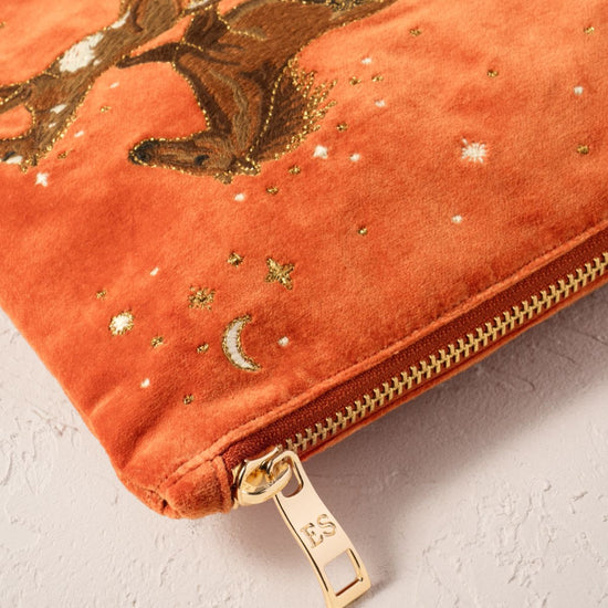 Young Ideas/Henmores - Celestial Wild Horses Terrocotta Velvet Everyday Pouch - Terrocotta - OS