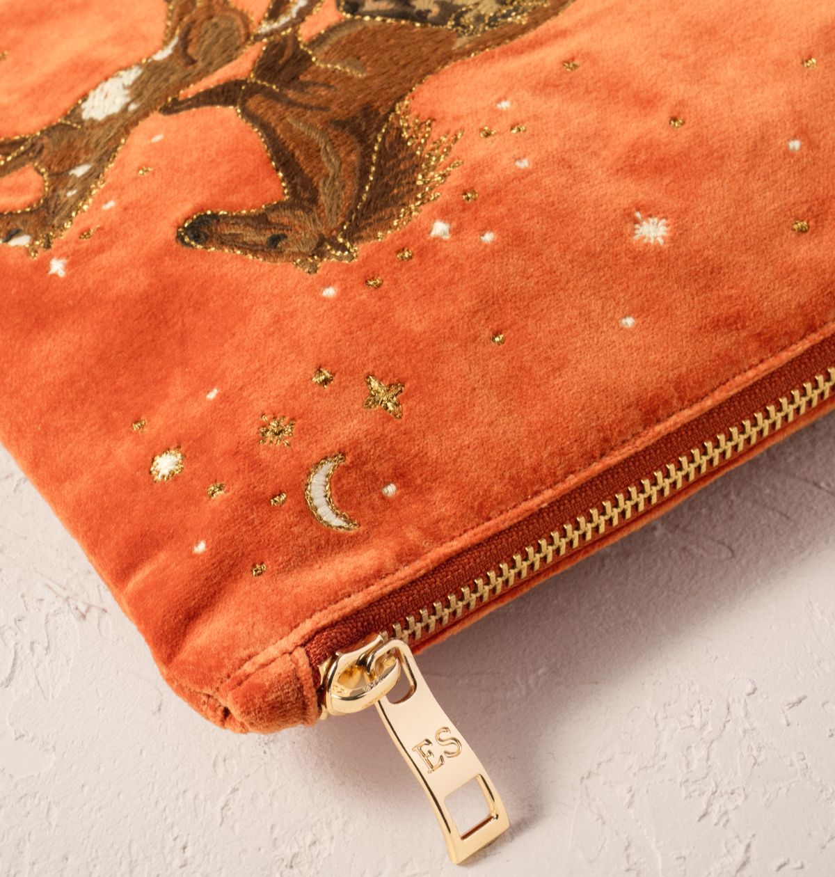 Young Ideas/Henmores - Celestial Wild Horses Terrocotta Velvet Everyday Pouch - Terrocotta - OS