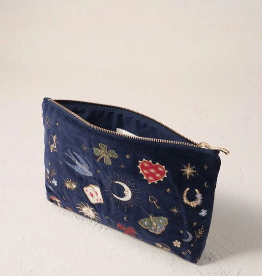 Young Ideas & Henmores -Cosmic Charms Navy Velvet Everyday Pouch -Navy -OS