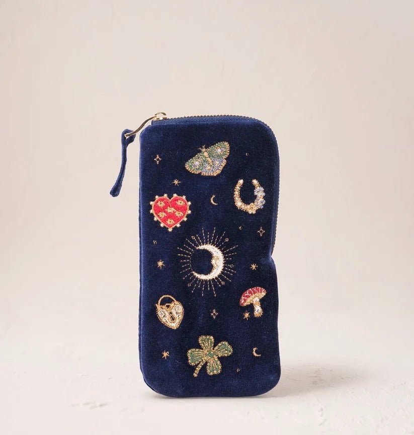 Young Ideas & Henmores -Cosmic Charms Navy Velvet Glasses Case -Navy -OS