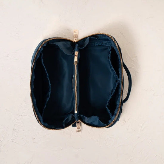 Young Ideas & Henmores -Cosmic Charms Navy Velvet Open Flat Makeup Bag -Navy -OS