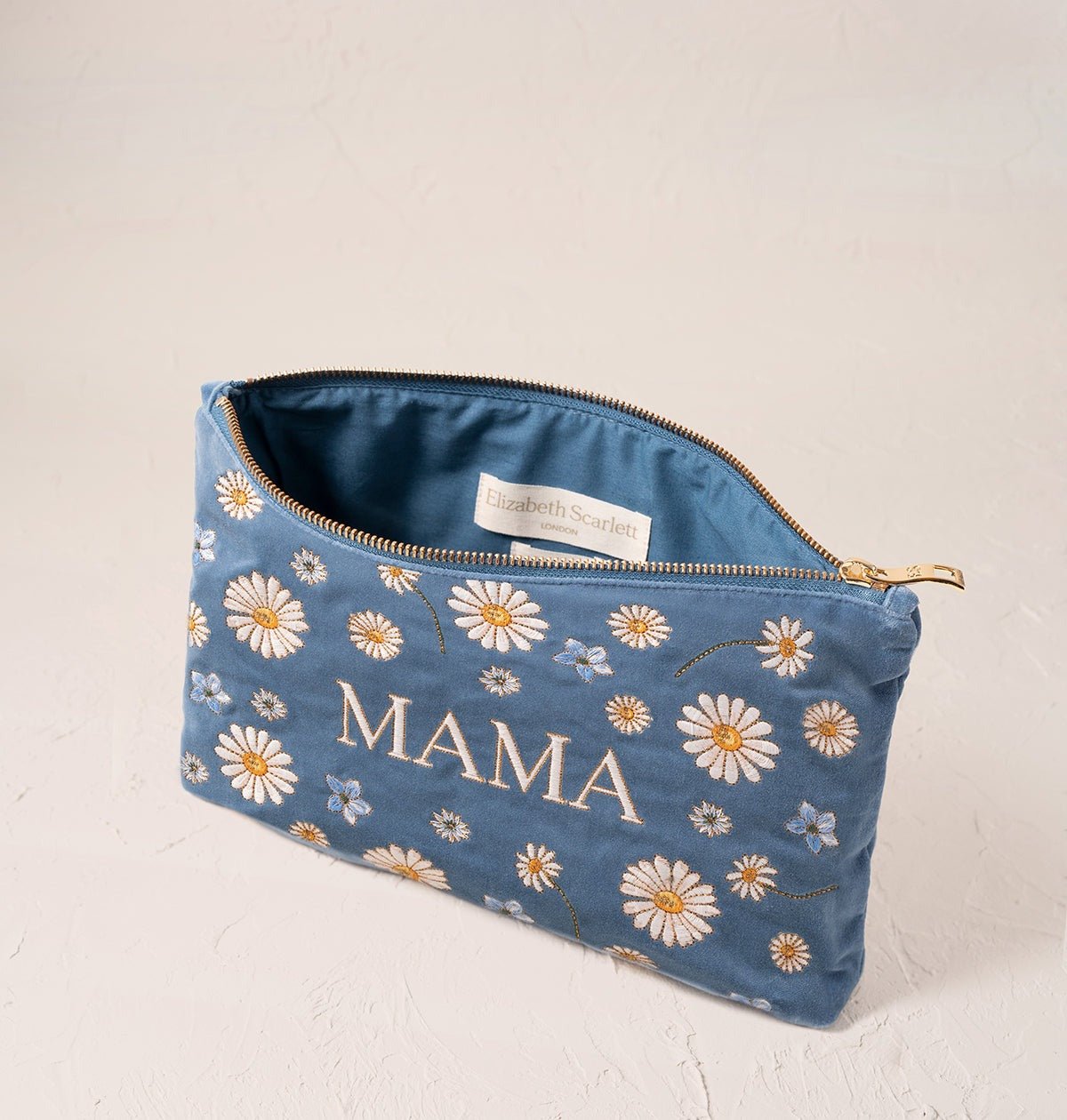 Young Ideas/Henmores - Daisy Dream Mama Dusky Blue Velvet Everyday Pouch - Blue - OS