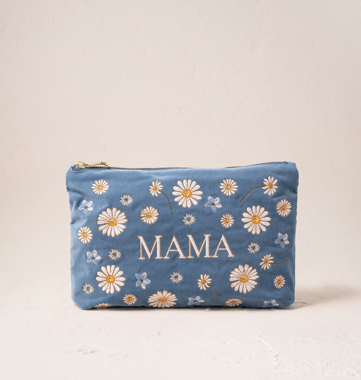 Young Ideas/Henmores - Daisy Dream Mama Dusky Blue Velvet Everyday Pouch - Blue - OS