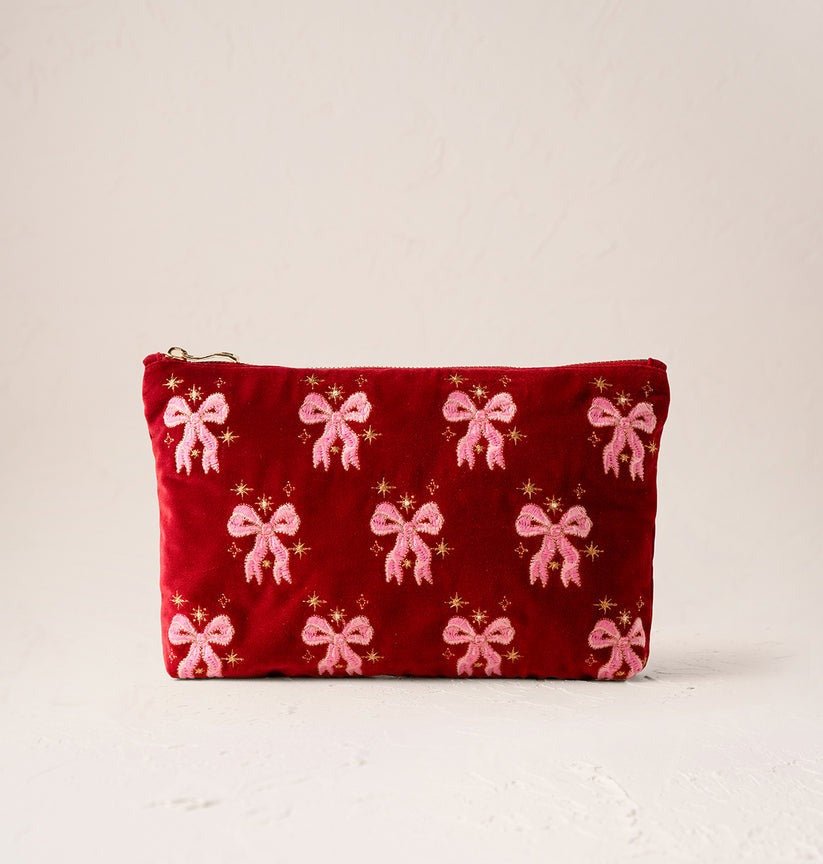 Young Ideas/Henmores - Dazzling Bows Rouge Velvet Everyday Pouch - Rouge - OS